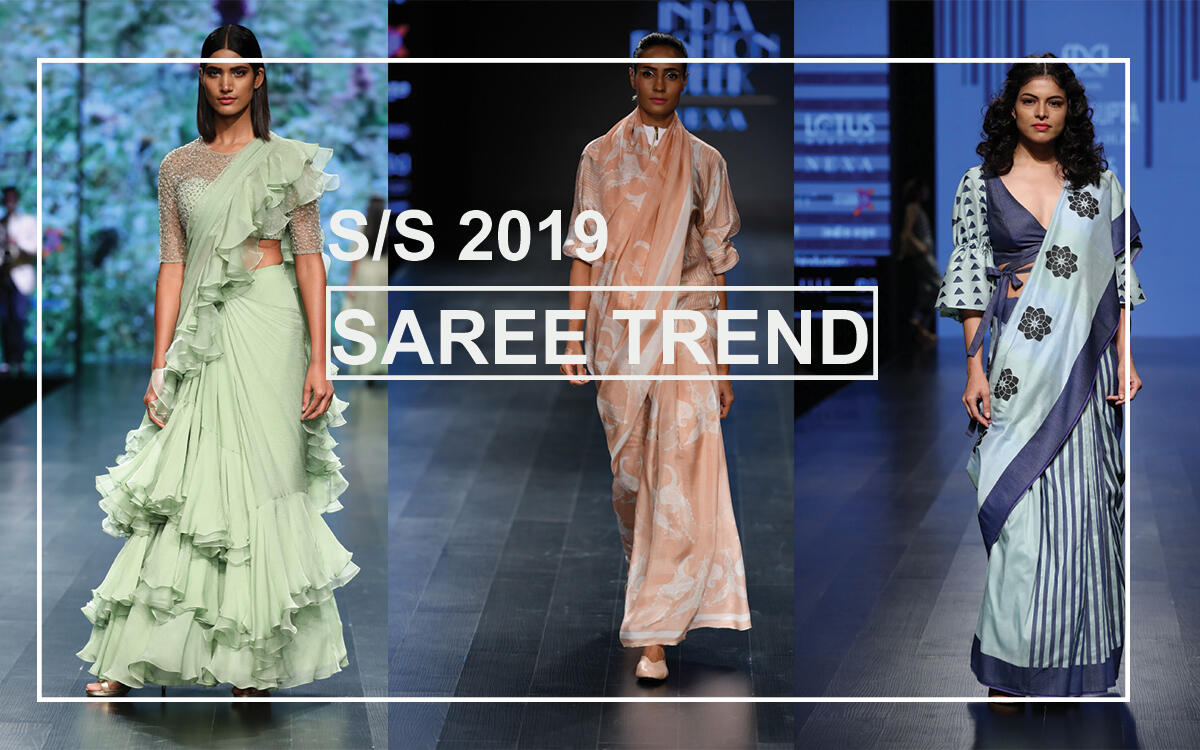 S/S 2019 Lotus Makeup India fashion week 2018 Saree trend | f-trend